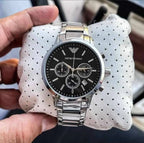 Emporio Armani Men’s Chronograph Black Dial Silver Stainless Steel Watch