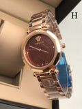 Versace Brown Dial Rose Gold Metal Strap Women's Watch