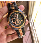 Edifice Chronograph Black And Rose Gold Metal Belt Watch For Men