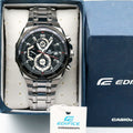 Edifice Premium Chronograph Silver Metal Belt Black Watch For Men