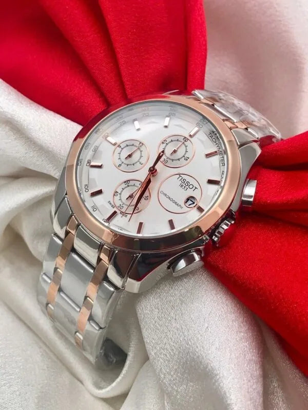 Tissot Rose Gold Bezel Quartz Watch For Men