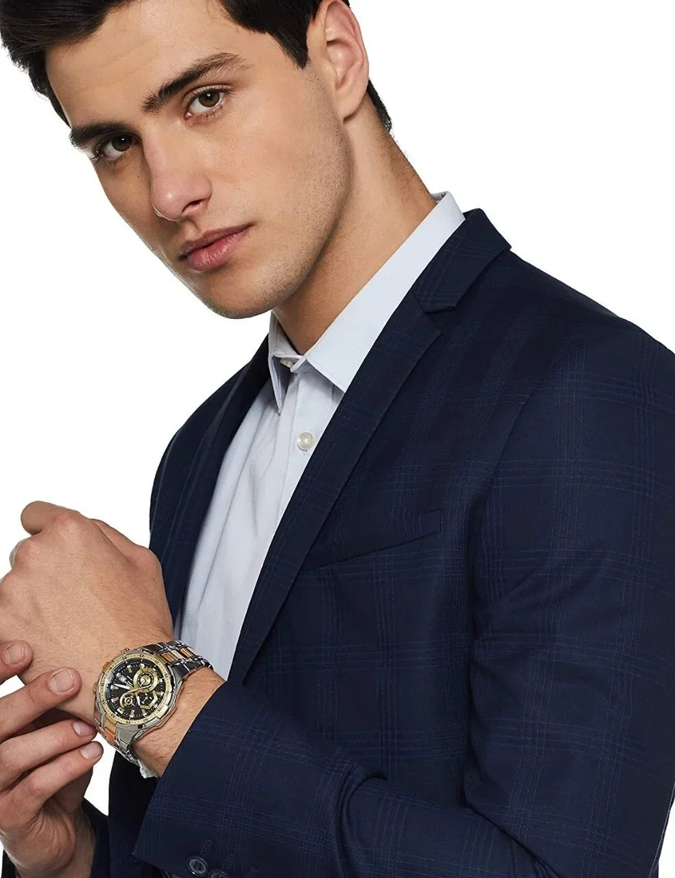 Edifice Premium Chronograph White Dial Gold Men's Watch