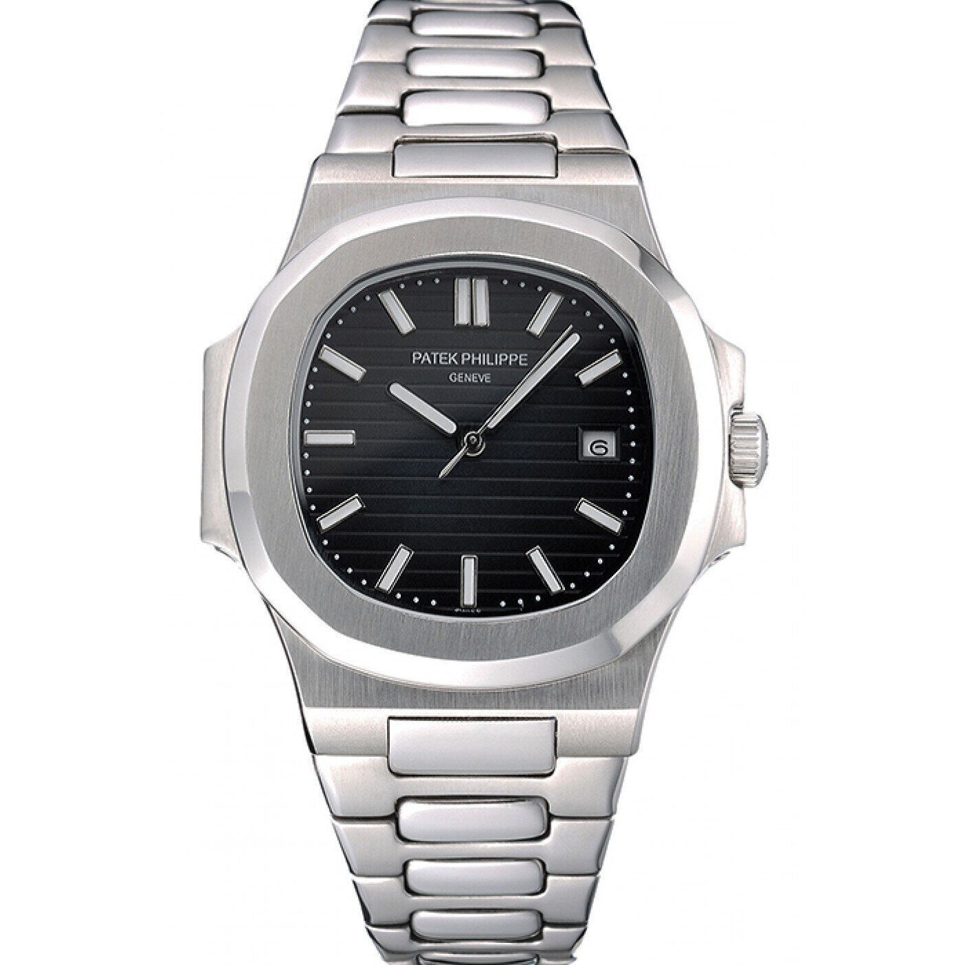 Royal Patek Philippe Black Silver Metal Belt Men's Watch