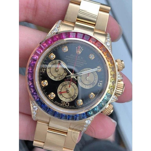 Rolex Watch Rainbow Diamond Gold Metal Mens Watch For Mens RLX-Rainbow