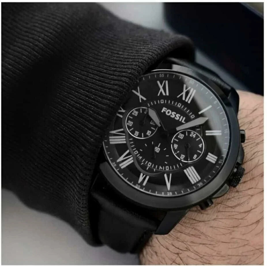 Fossil Premium Black Leather Belt White Dial Men's Watch