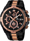 Edifice Chronograph Black And Rose Gold Metal Strap Men's Watch
