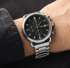 Spectacular Fossil Black Dial Chronograph Watch For Men