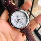 Tissot Brown Leather Strap Silver Bezel Watch For Men