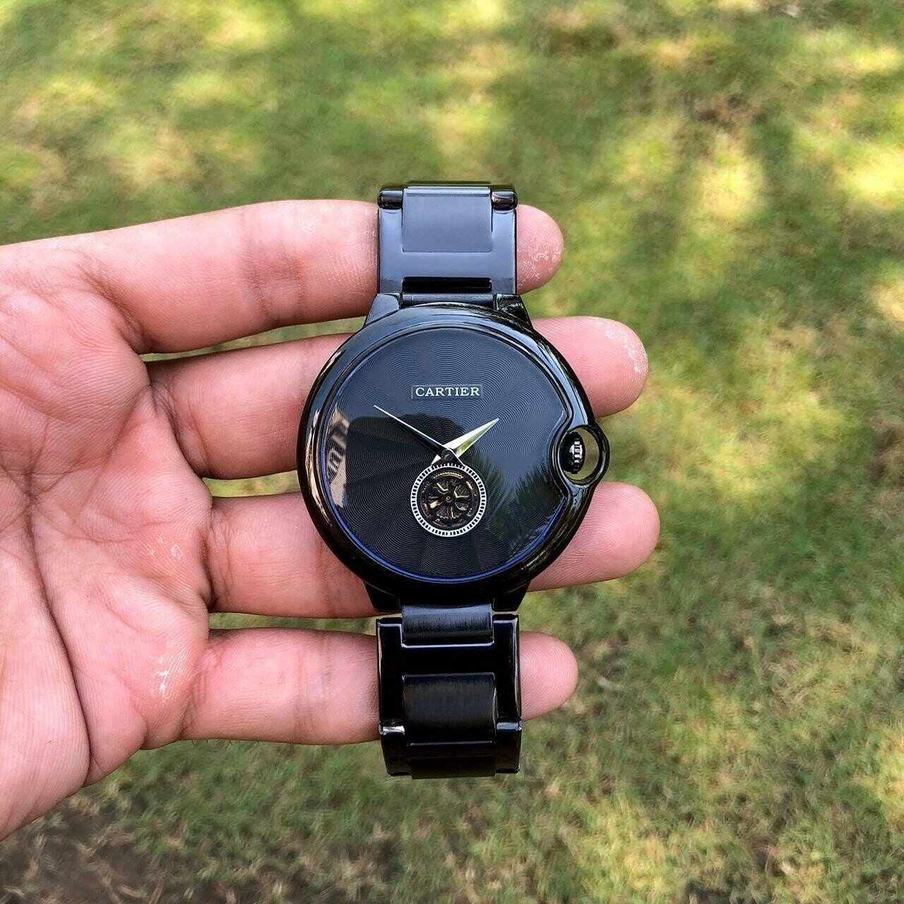 Cartier Full Black Men's Watch In Blue Shade