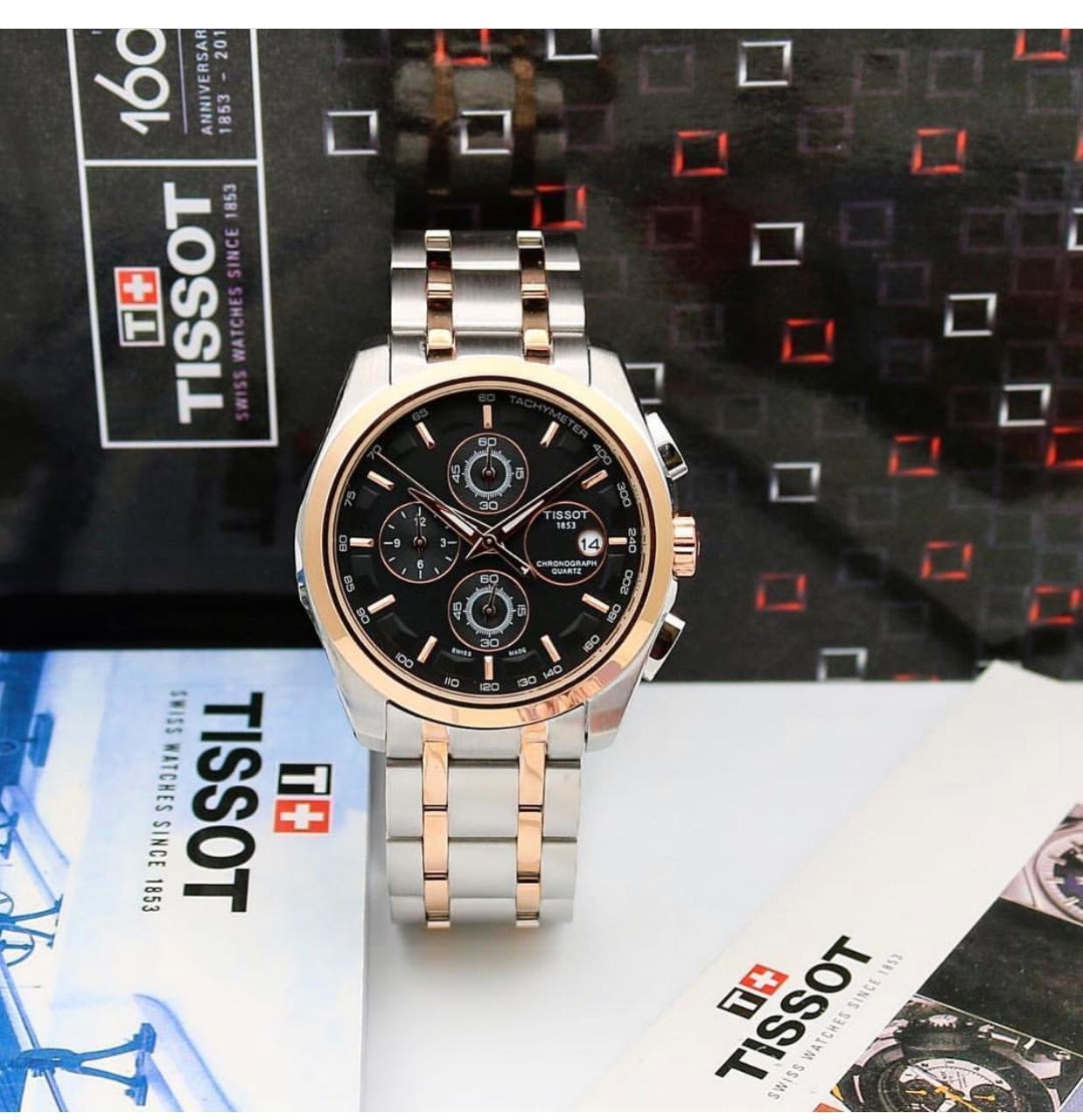 Tissot Chronograph Quartz Silver And Gold Metal Strap Men's Watch