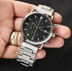 Spectacular Fossil Black Dial Chronograph Watch For Men