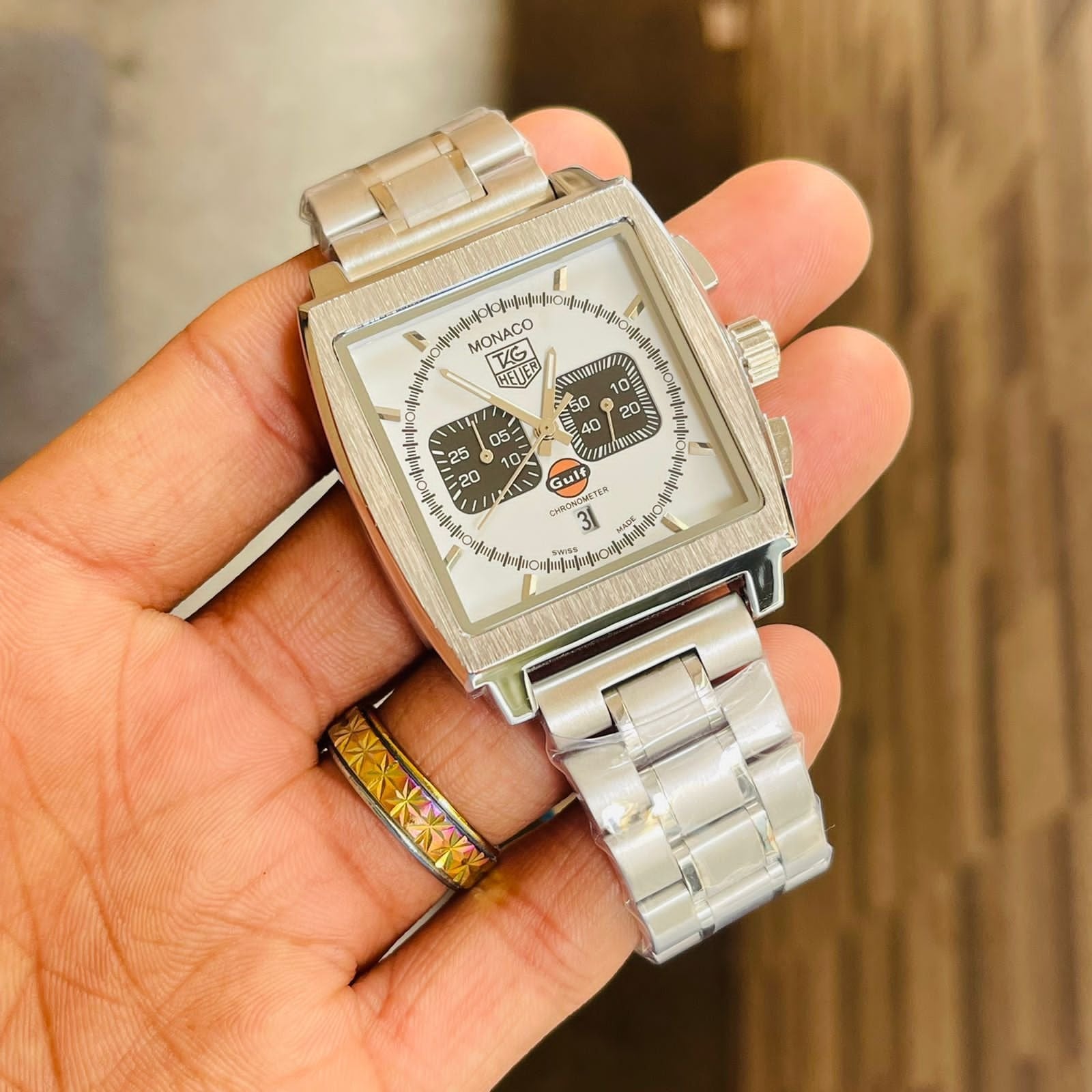 Tag Heuer Monaco Chronometer Watch For Men In Silver