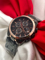 Luxurious Tissot Gold Bezel Black Metal Belt Chronograph Men's Watch
