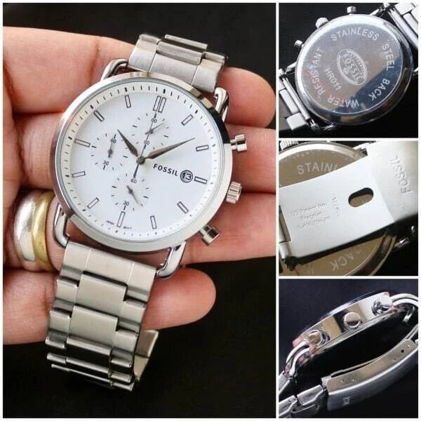 Captive Fossil White Dial Chronograph New Model Men's Watch