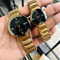 Round Luxury Premium Rado Gold Black Couple Watch
