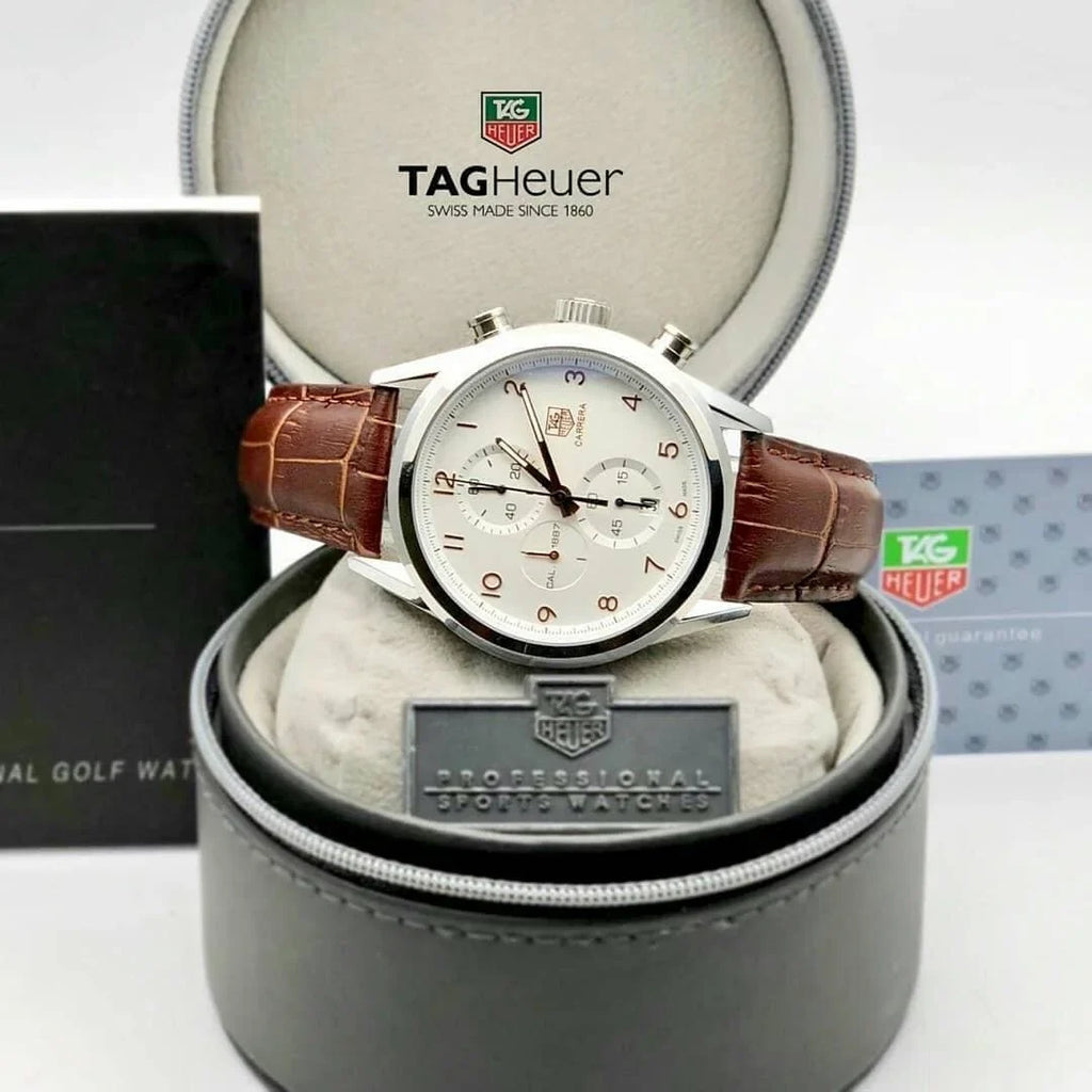 Tagheuer Chronograph Brown Belt Men's Watch