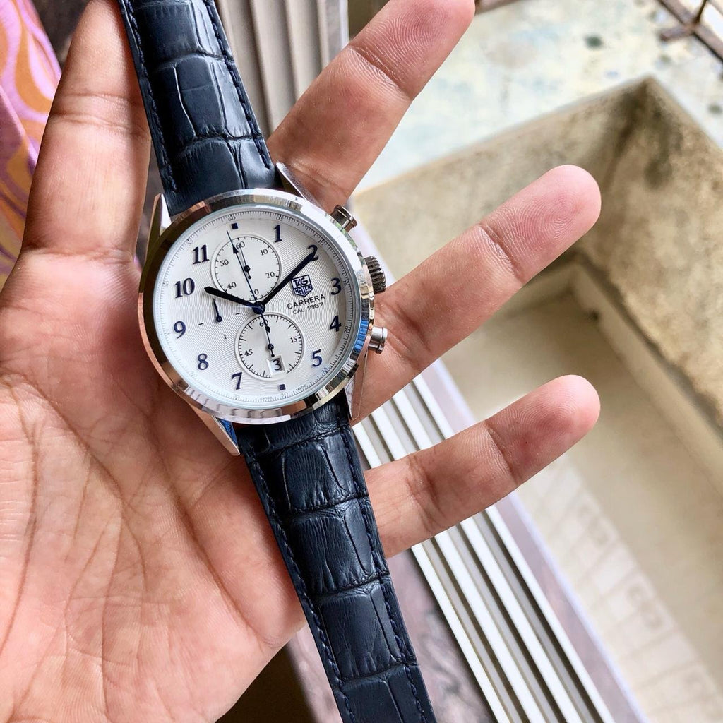 Tagheuer Carrera Cal Chronograph Blue Belt Men's Watch