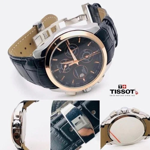 Tissot Full Black Leather Strap Chronograph Men's Watch