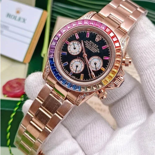 Rolex Watch Rainbow Diamond Gold Metal Mens Watch For Mens RLX-Rainbow