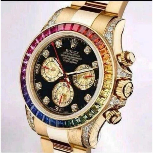 Rolex Watch Rainbow Diamond Gold Metal Mens Watch For Mens RLX-Rainbow