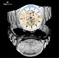 Trendy Fashionable Tagheuer Silver Metal Belt Chronograph Men's Watch