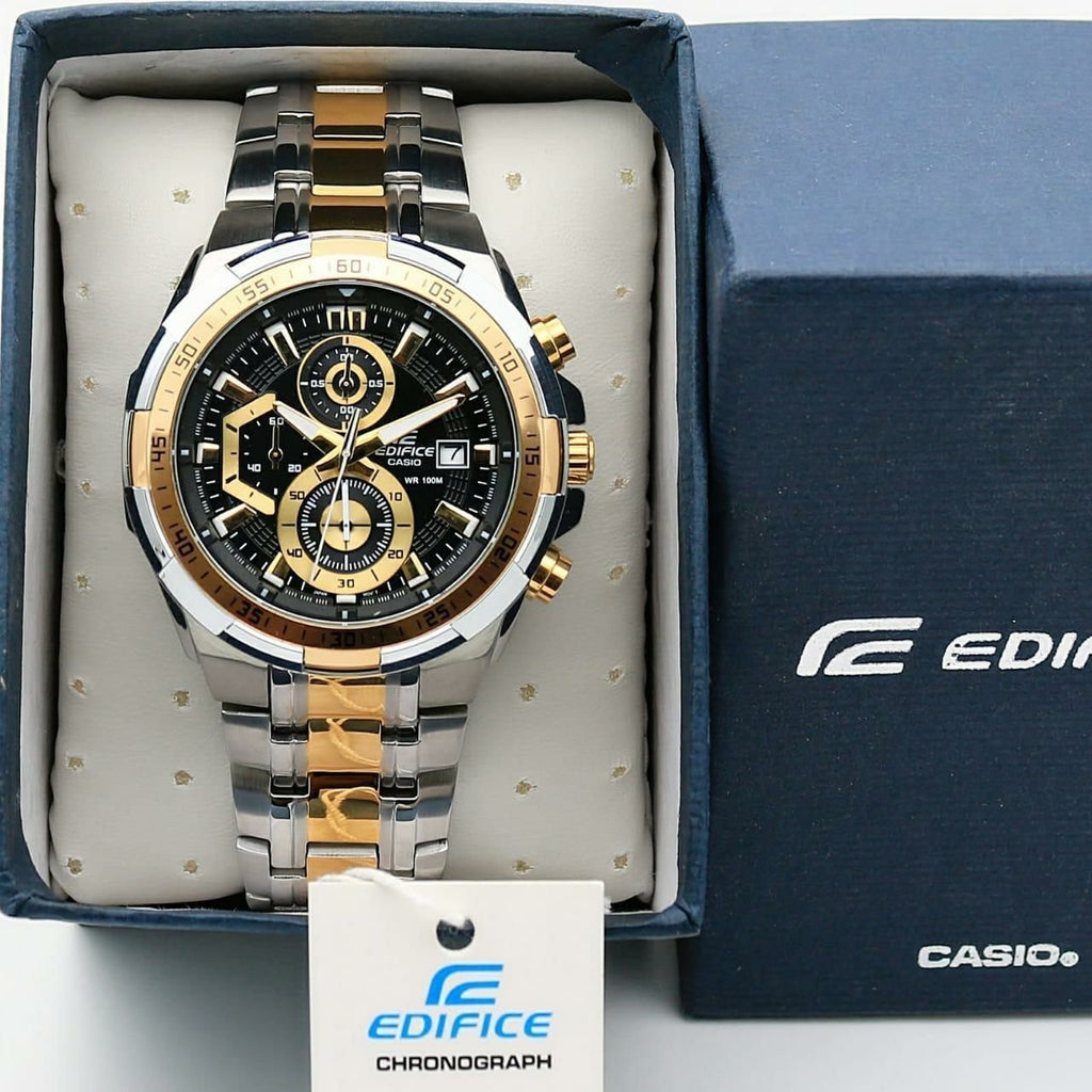 Edifice Premium Chronograph White Dial Gold Men's Watch