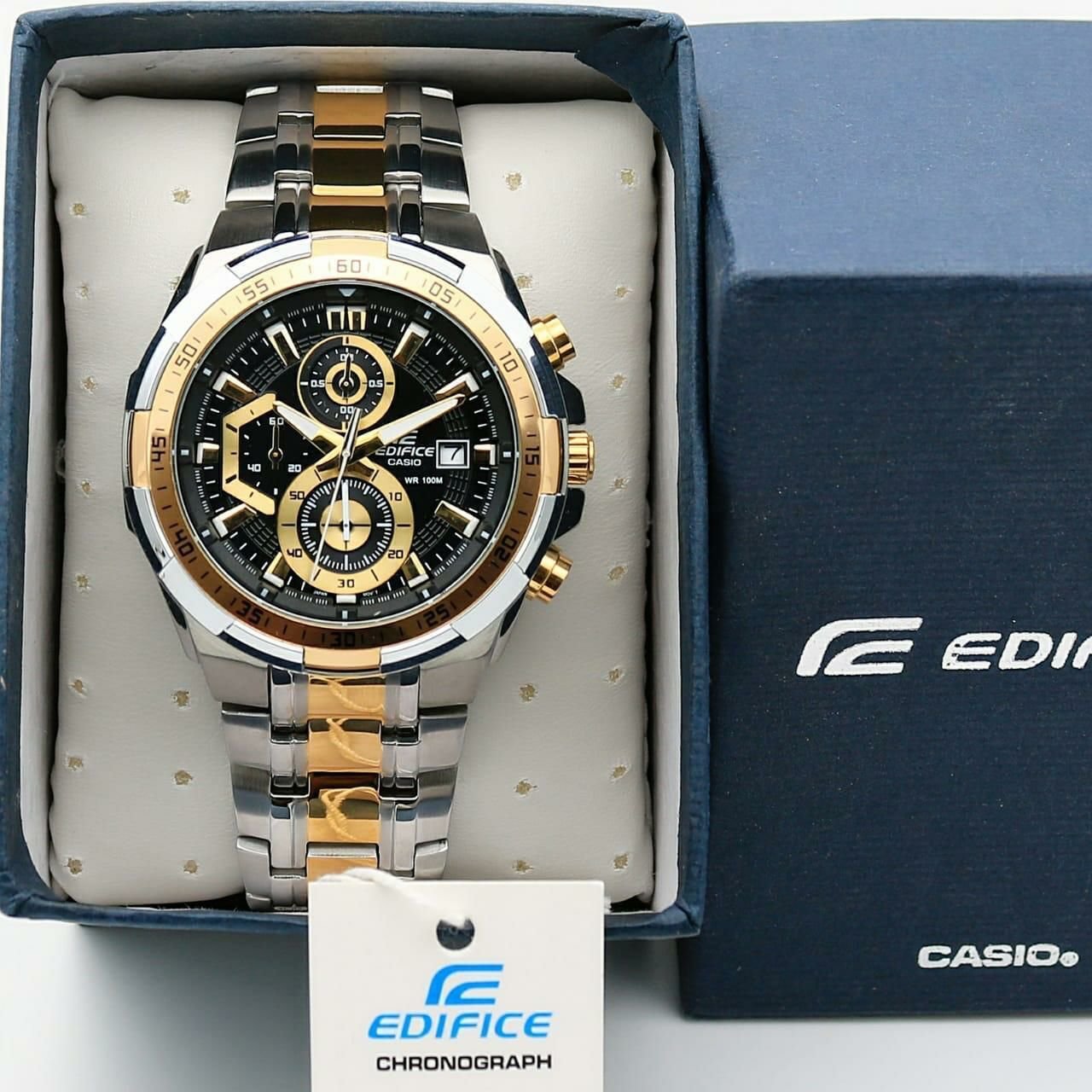 Edifice Premium Chronograph White Dial Gold Men's Watch