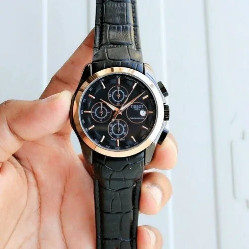 Tissot Full Black Leather Strap Chronograph Men's Watch