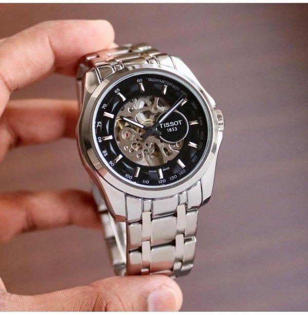 Round Black Tissot Automatic Watch