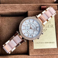 Michael Kors Chronograph Rose Gold Watch With Two Tone Pink and Rose Gold Stainless Steel Belt