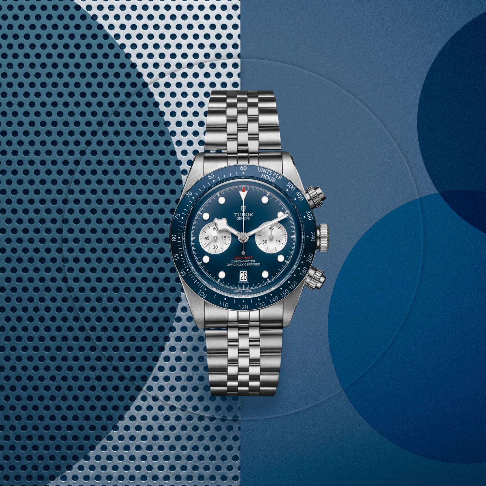 Tudor Geneve Luxury Men's Stainless Steel Watch With Blue Dial