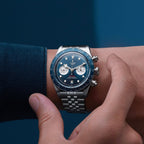 Tudor Geneve Luxury Men's Stainless Steel Watch With Blue Dial