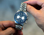 Tudor Geneve Luxury Men's Stainless Steel Watch With Blue Dial