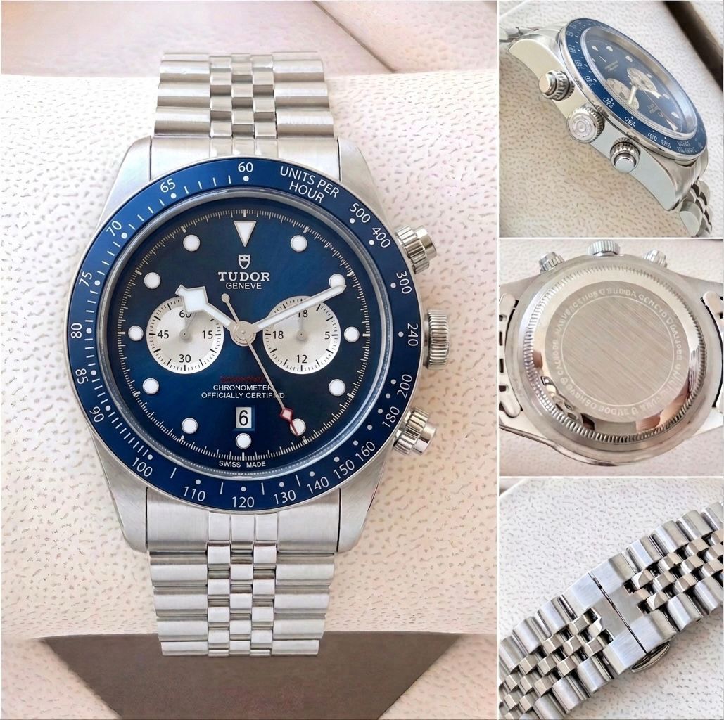 Tudor Geneve Luxury Men's Stainless Steel Watch With Blue Dial