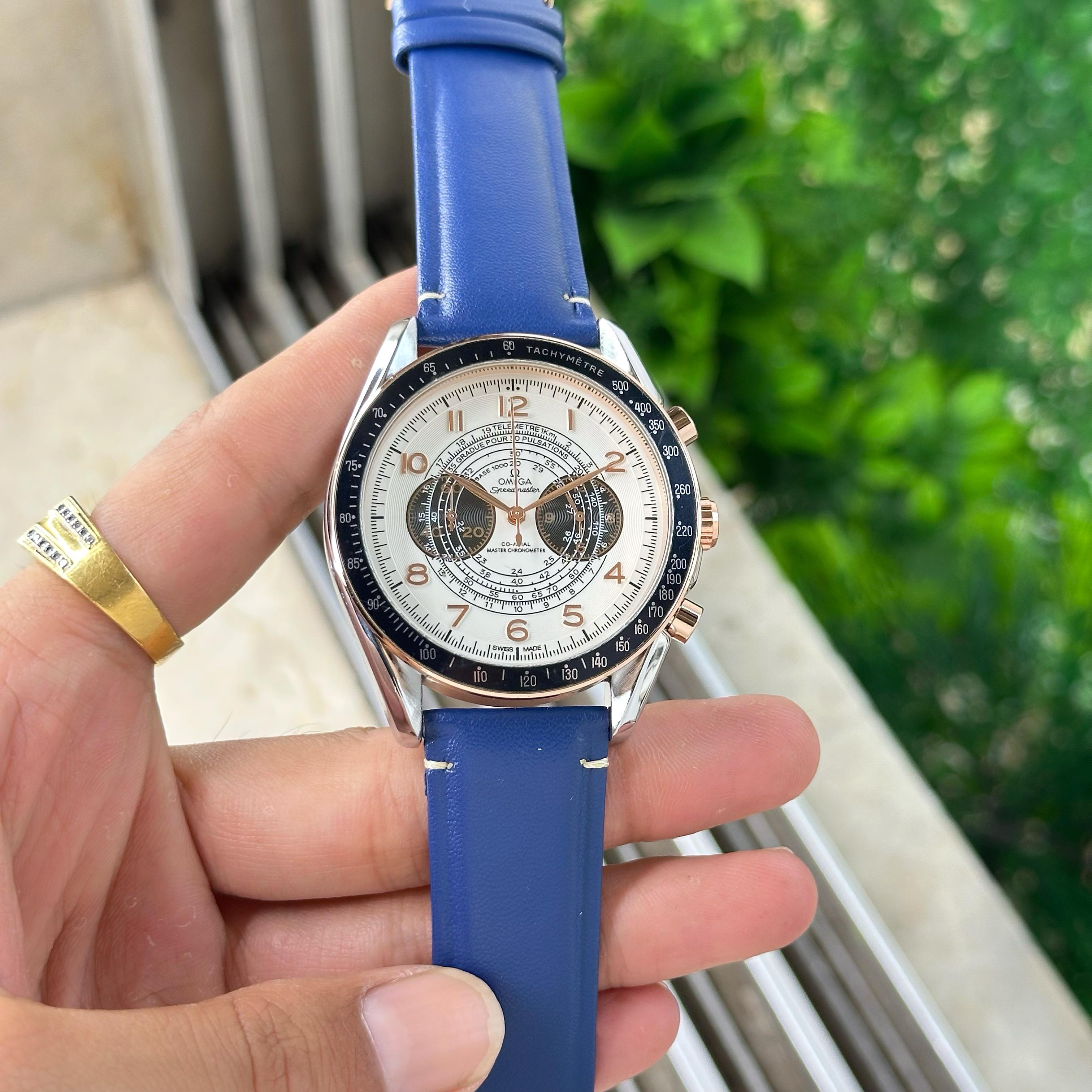 Omega Speedmaster Chronograph Leather Strap Men's Watch