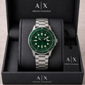 Armani Exchange Silver Strap Green Dial Men's Watch