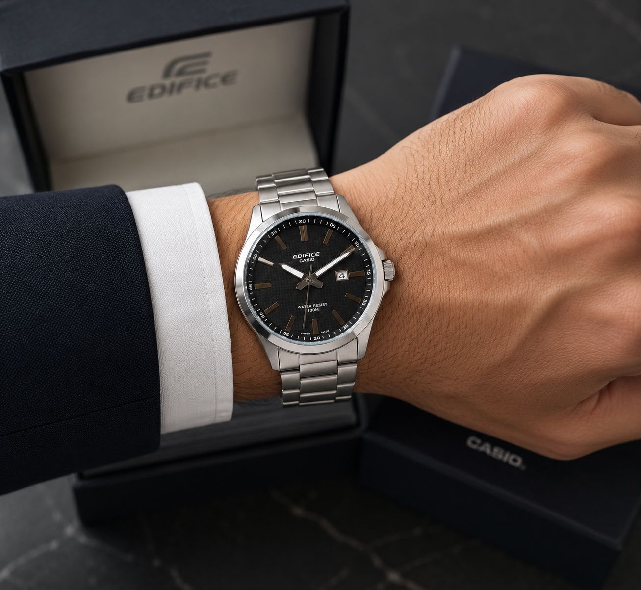 Casio Edifice EFV-100D-1AV Black Dial Watch For Men