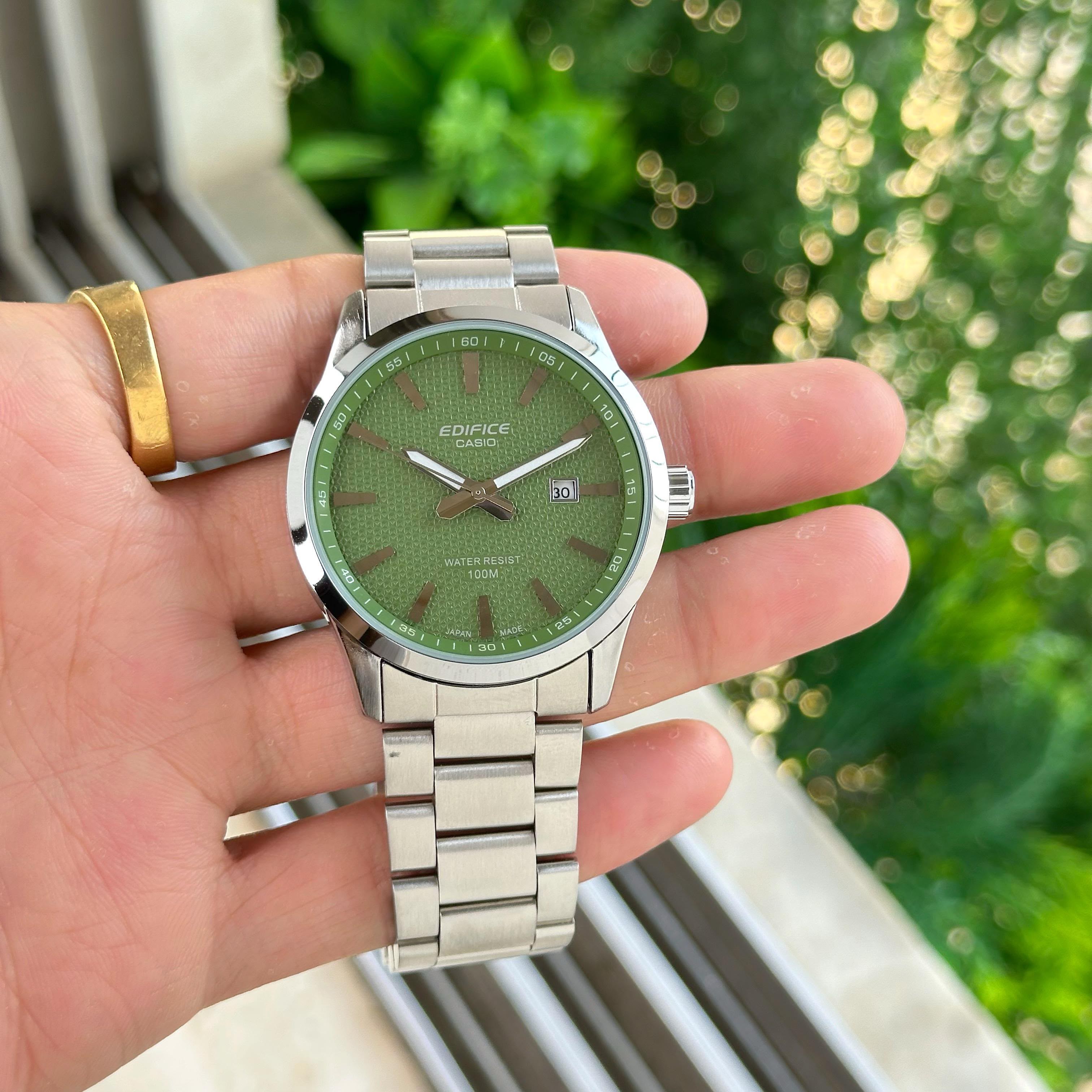 Casio Edifice EFV-100D-1AV Green Dial Watch For Men