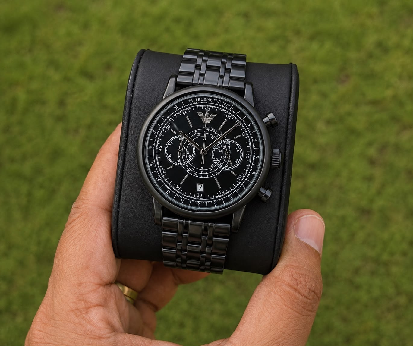 Emporio Armani Men's All-Black Chronograph Stainless Steel Wrist Watch
