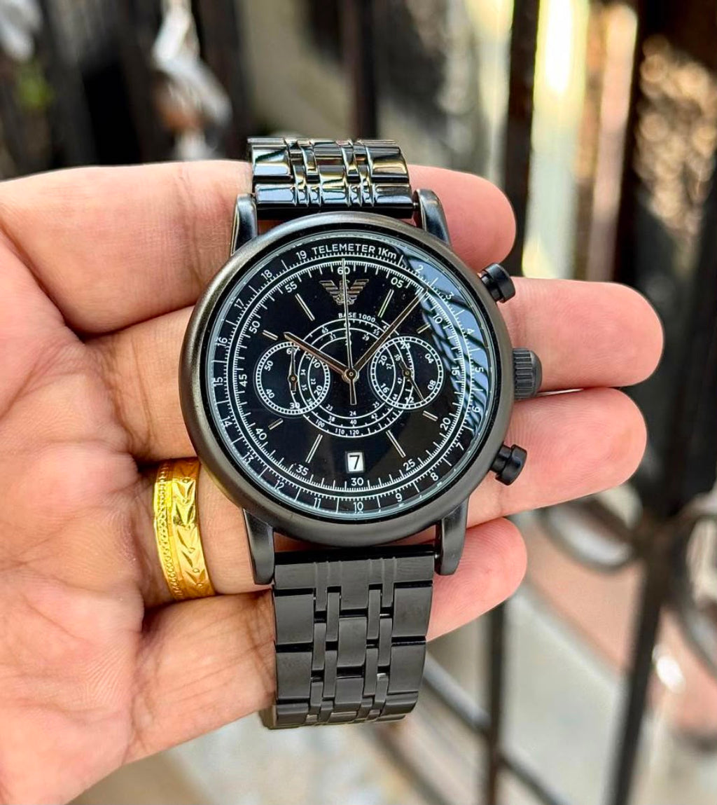 Emporio Armani Men's All-Black Chronograph Stainless Steel Wrist Watch