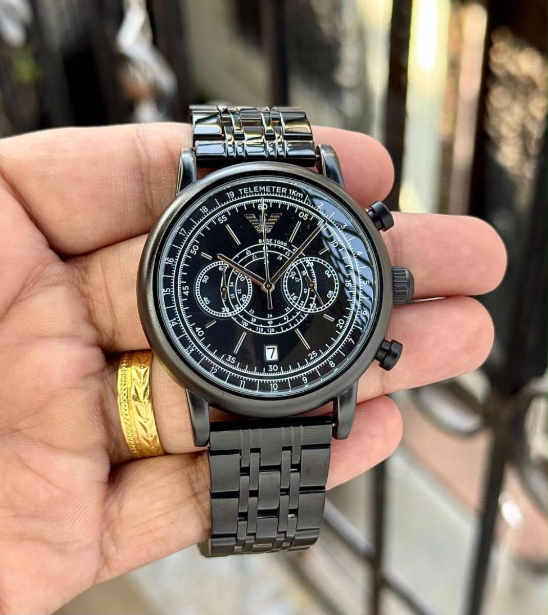 Emporio Armani Men's All-Black Chronograph Stainless Steel Wrist Watch