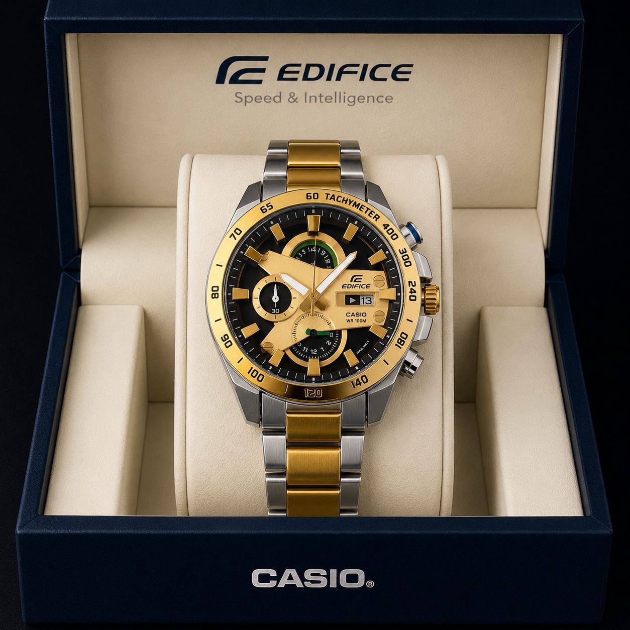 Casio Edifice Silver & Gold Metal Strap Men's Watch
