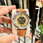 Fossil Men's Fashion Automatic Analog Watch With Open-Heart Gold Dial