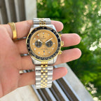 Tudor Geneve Luxury Men's Stainless Steel Watch With Gold Dial