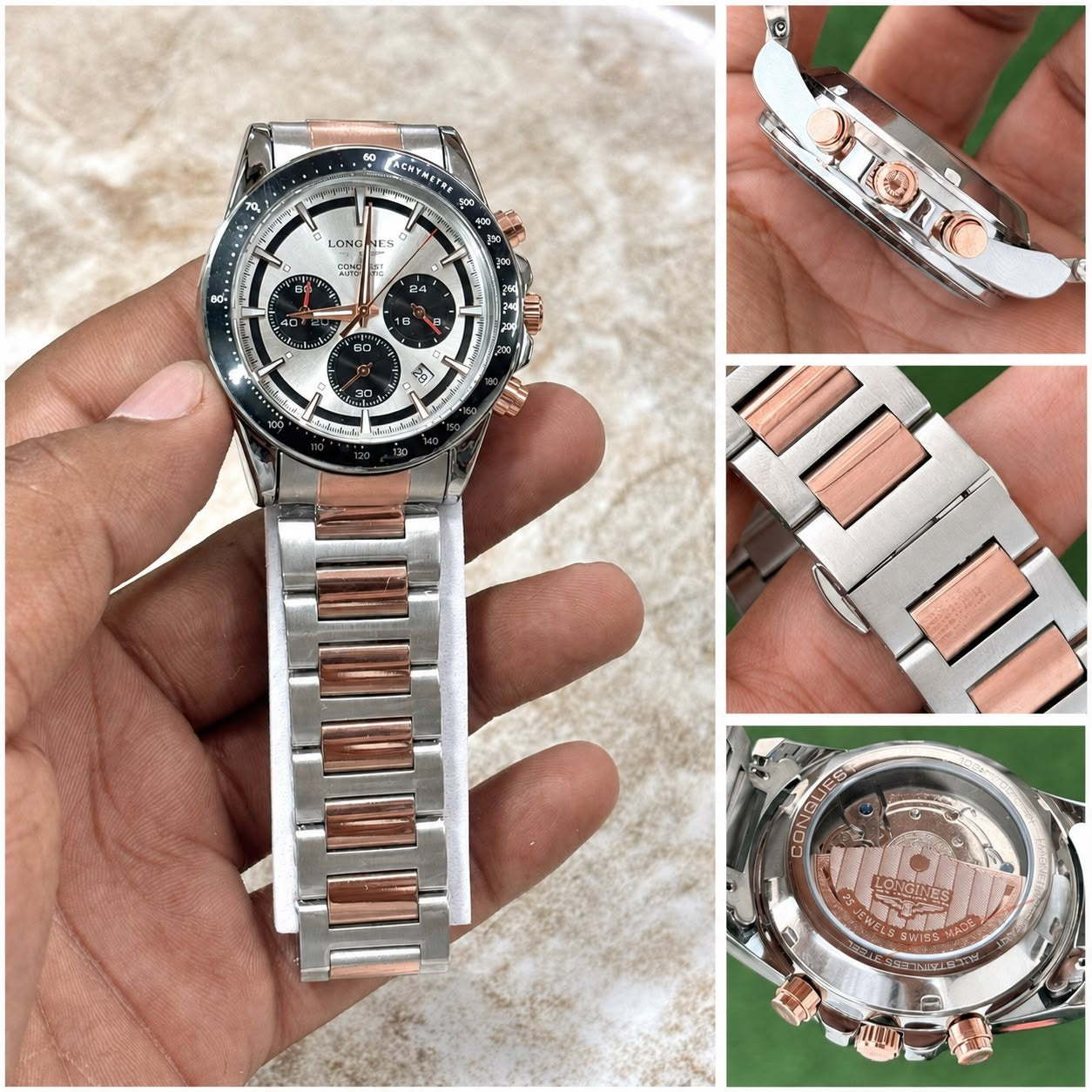 Longines rose gold Quartz Movement Chronograph Men's Watch