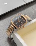 Rado Black Dial Rose Gold & Silver Two-Tone Quartz Square Watch