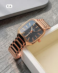 Rado Black Dial Rose Gold Quartz Square Watch