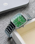 Rado Green Dial Silver Stainless Steel Quartz Square Watch