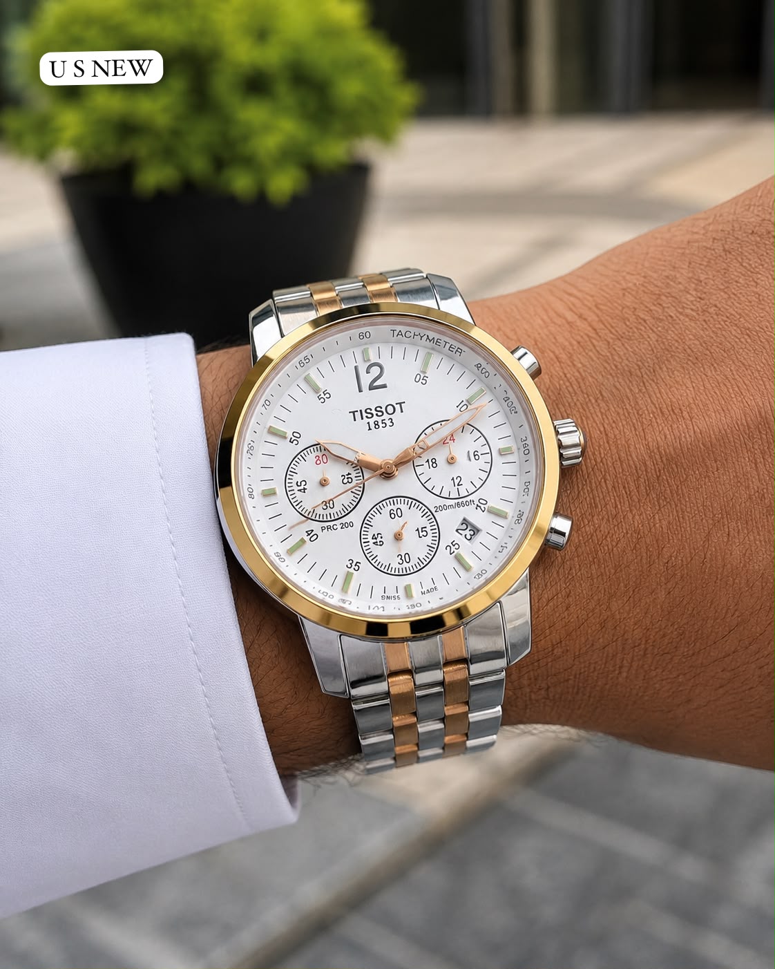 Tissot PRC 200 Chronograph Two-Tone White Watch