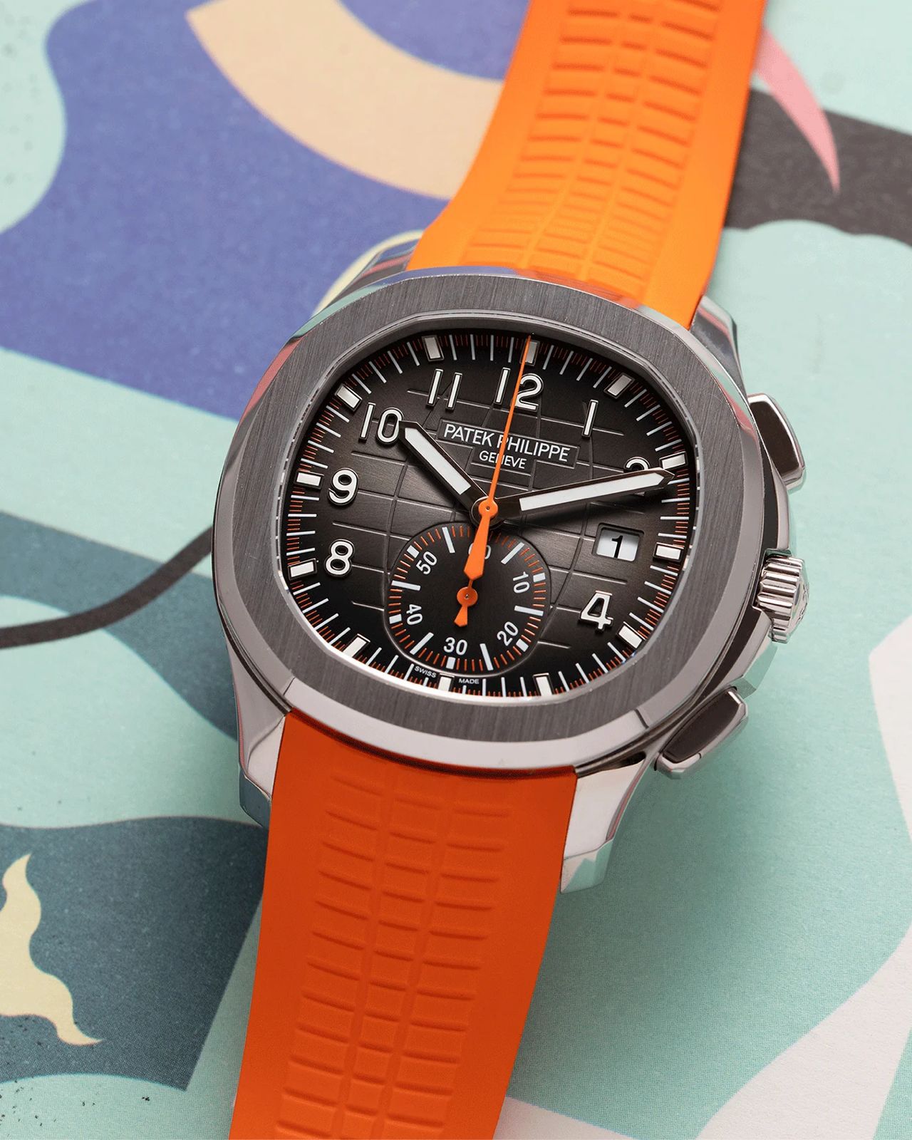 Patek Philippe Aquanaut Chronograph Orange Strap Watch